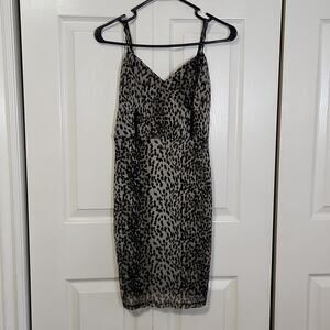 Guess Women's Leopard Print Sleeveless Adjustable Straps Mini Dress Size SM